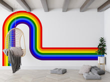 Load image into Gallery viewer, Stripes Wall Decal Side Rainbow Wall Decal for Living Room Left or Right Curve Corner Wall Accent