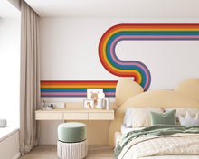 Load image into Gallery viewer, Stripes Waves Wall Vinyl Rainbow Sticker Wavy Rainbow Wall Decal Modern Vinyl Wall Art Colorful Interior Decor