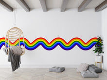 Load image into Gallery viewer, Stripes Waves Wall Vinyl Rainbow Sticker Wavy Rainbow Wave Wall Decal Modern Vinyl Wall Decor
