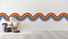 Load image into Gallery viewer, Stripes Waves Wall Vinyl Rainbow Sticker Wavy Rainbow Wave Wall Decal Modern Vinyl Wall Decor