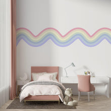Load image into Gallery viewer, Stripes Waves Wall Vinyl Rainbow Sticker Wavy Rainbow Wave Wall Decal Modern Vinyl Wall Decor