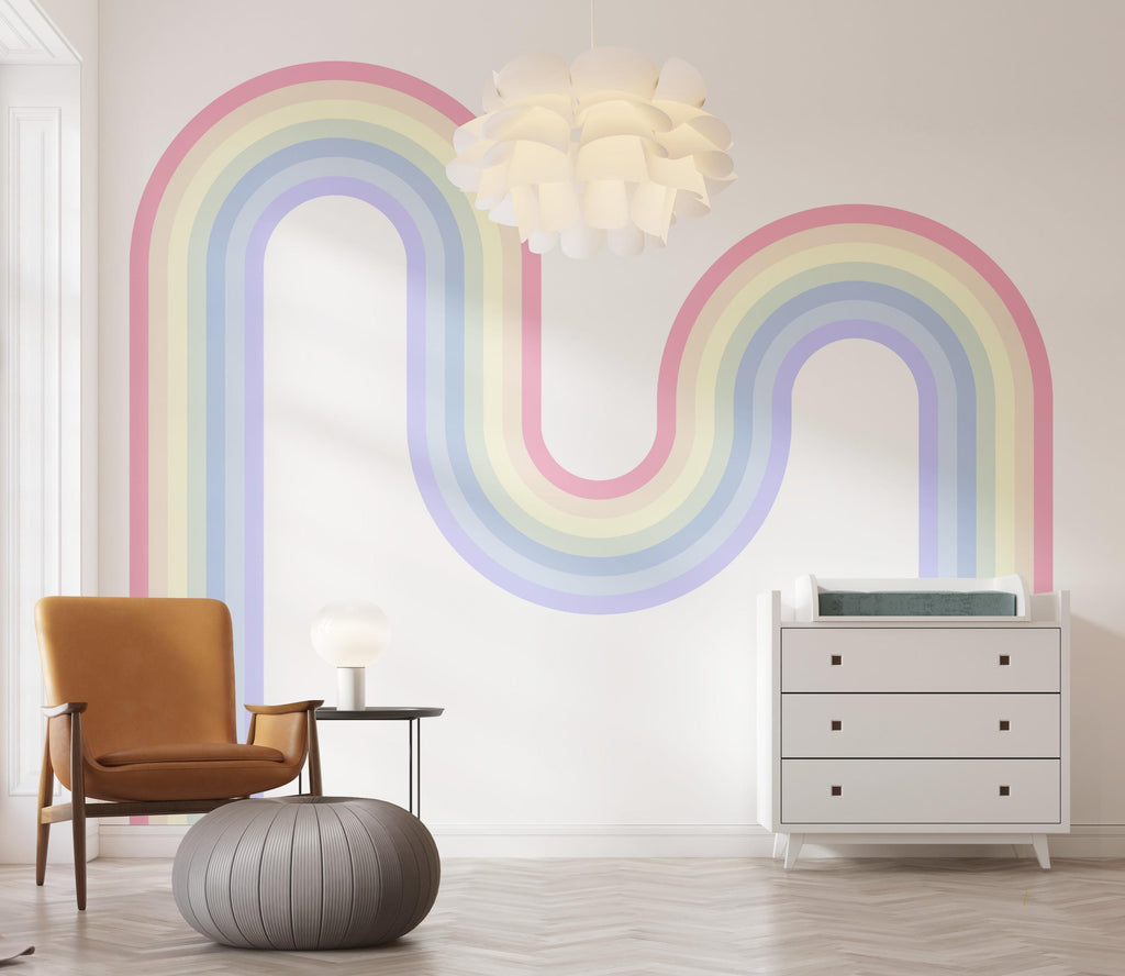 Rainbow Wall Decal for Nursery Corner Rainbow Wall Decal Modern Vinyl Wall Accent Minimal Rainbow Decor