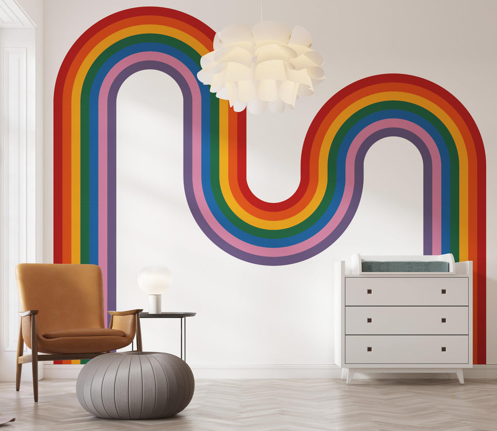 Rainbow Wall Decal for Nursery Corner Rainbow Wall Decal Modern Vinyl Wall Accent Minimal Rainbow Decor