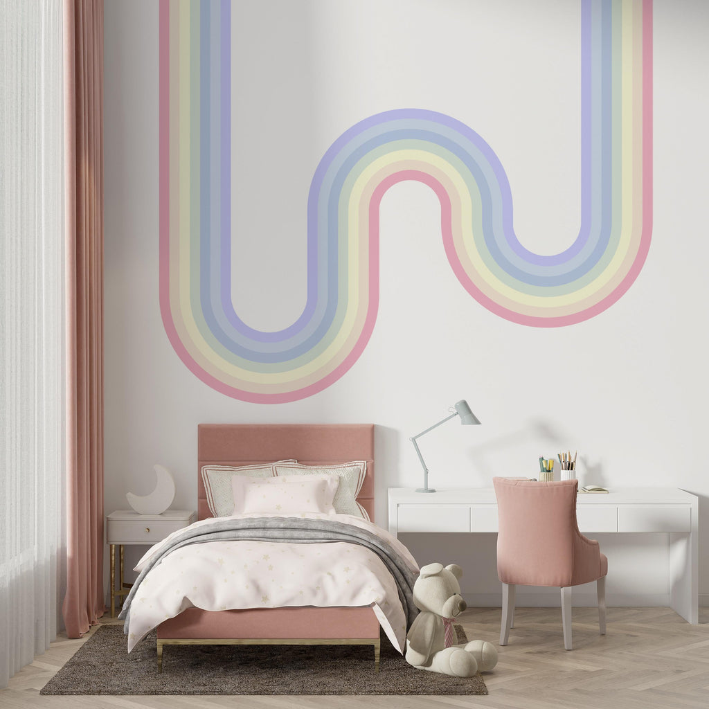 Rainbow Wall Decal for Nursery Corner Rainbow Wall Decal Modern Vinyl Wall Accent Minimal Rainbow Decor
