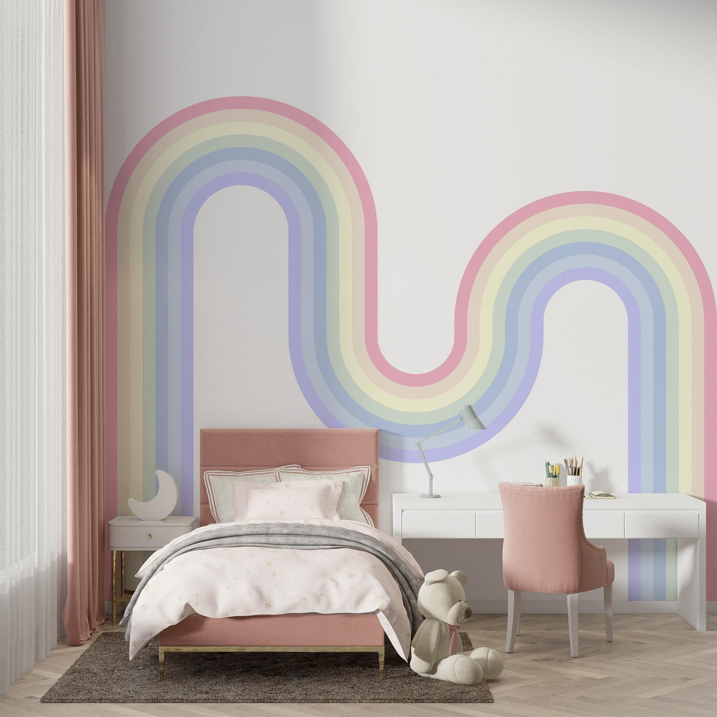 Rainbow Wall Decal for Nursery Corner Rainbow Wall Decal Modern Vinyl Wall Accent Minimal Rainbow Decor