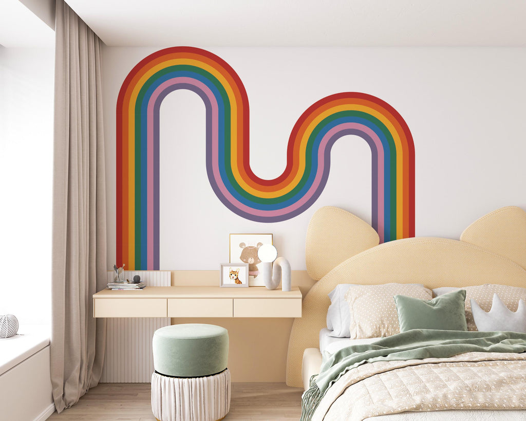 Rainbow Wall Decal for Nursery Corner Rainbow Wall Decal Modern Vinyl Wall Accent Minimal Rainbow Decor