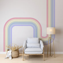 Load image into Gallery viewer, Rainbow Wall Decal Rainbow Corner Wave Wall Decal Modern Vinyl Wall Deco Stripes Waves