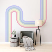 Load image into Gallery viewer, Rainbow Wall Decal Rainbow Corner Wave Wall Decal Modern Vinyl Wall Deco Stripes Waves