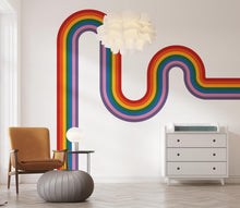 Load image into Gallery viewer, Vinyl Wall Art Corner Curve Rainbow Wall Decal Modern Minimal Art Stripes Waves