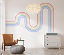 Load image into Gallery viewer, Vinyl Wall Art Corner Curve Rainbow Wall Decal Modern Minimal Art Stripes Waves