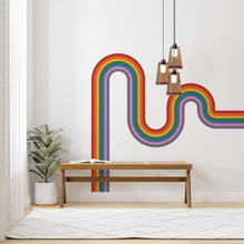 Load image into Gallery viewer, Vinyl Wall Art Corner Curve Rainbow Wall Decal Modern Minimal Art Stripes Waves