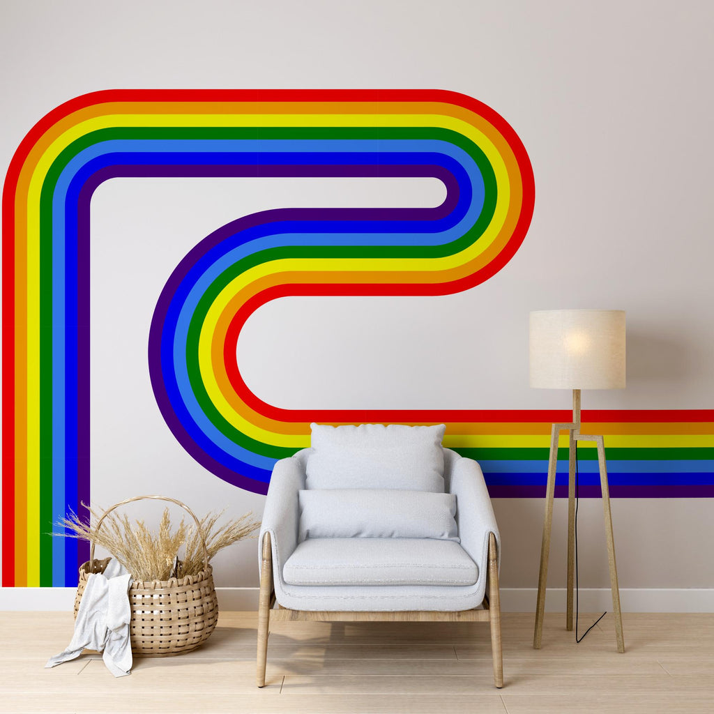 Stripes Wall Decal Rainbow Vinyl Fabric Wall Decal Kids Room Color Options