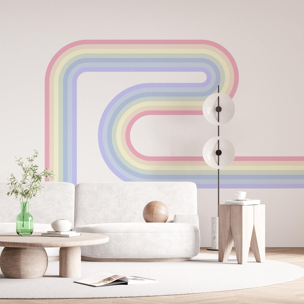 Stripes Wall Decal Rainbow Vinyl Fabric Wall Decal Kids Room Color Options
