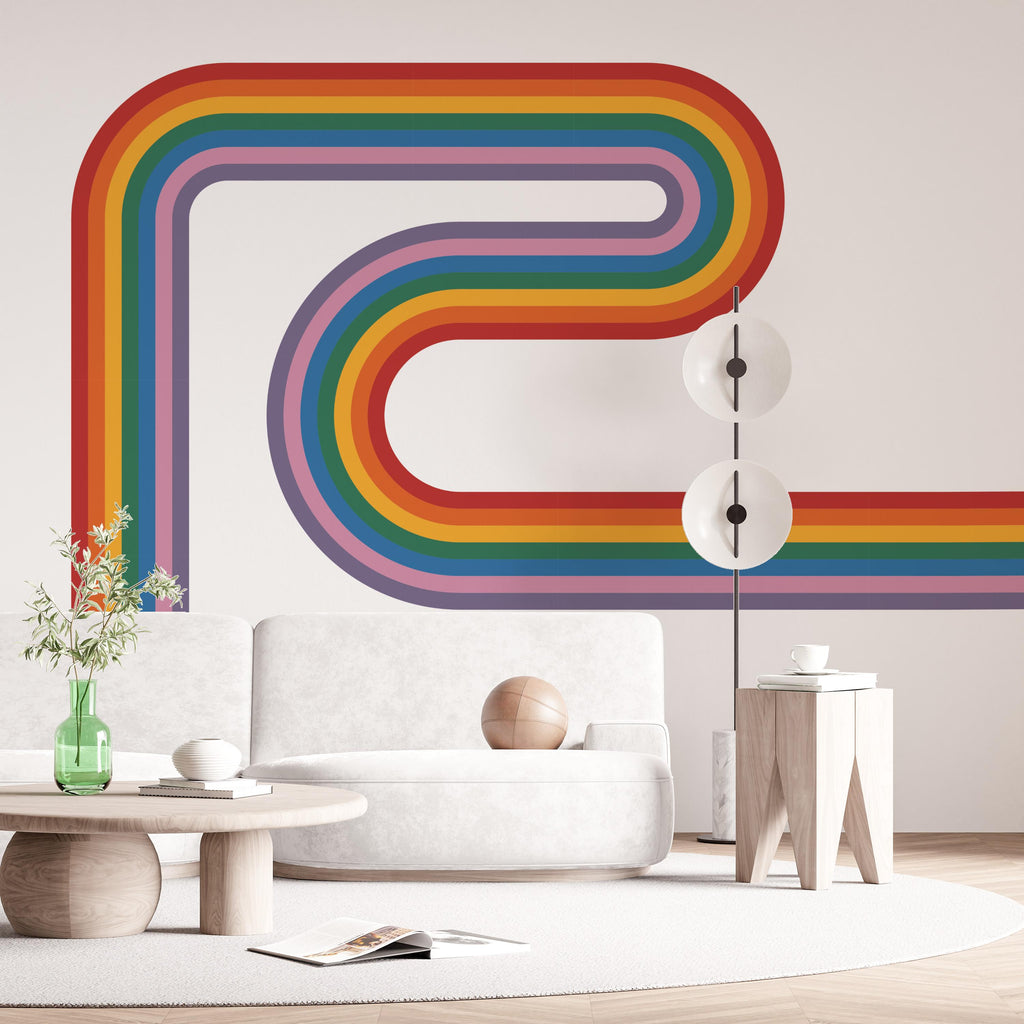 Stripes Wall Decal Rainbow Vinyl Fabric Wall Decal Kids Room Color Options