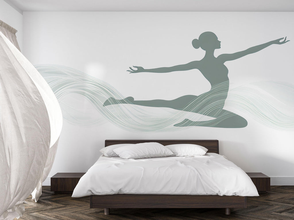 Yoga Woman Wall Decal Meditation Studio Wall Art Zen Wellness Vinyl Sticker Modern Spa Decor Minimalist Yoga Mural