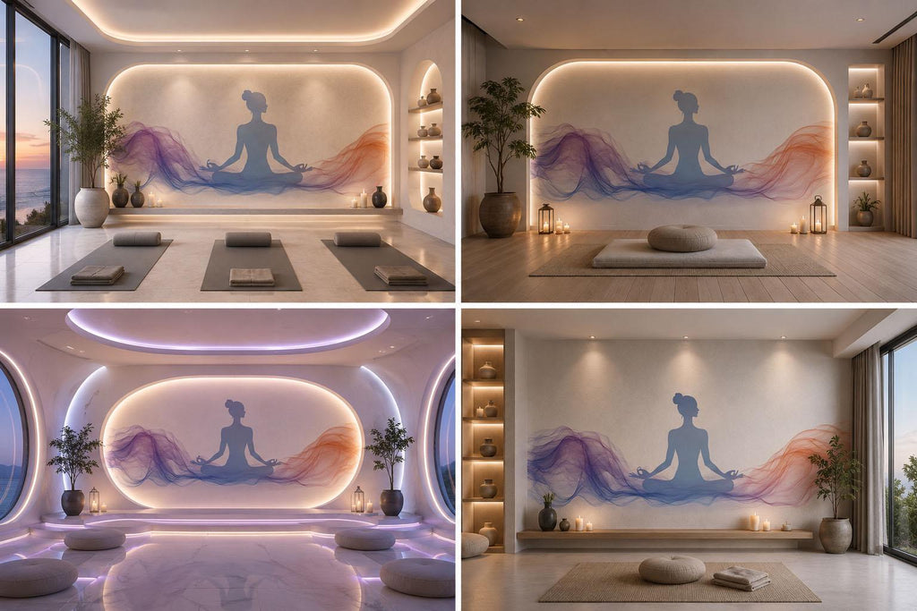 Meditation Woman Wall Decal Yoga Studio Wall Art Zen Wellness Mural Spiritual Wall Sticker Modern Spa Decor Meditation Room Vinyl