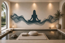 Load image into Gallery viewer, Meditation Woman Wall Decal Zen Yoga Studio Wall Art Wellness Spa Decor Minimalist Meditation Room Mural Peaceful Vinyl Sticker