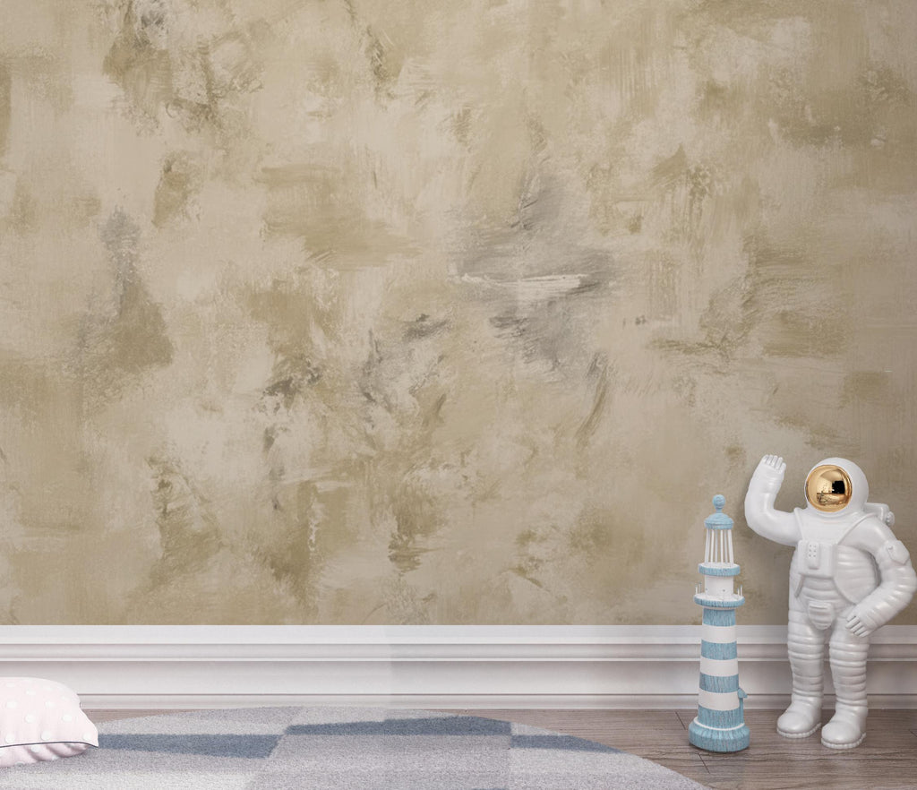 Neutral Beige Abstract Texture Wallpaper | Modern Minimalist Wall Art | Soft Earth Tone Background | Plaster Effect 408DE