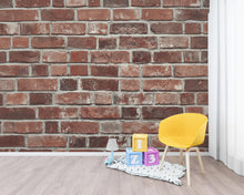 Load image into Gallery viewer, Rustic Red Brick Wall Wallpaper - Vintage Weathered Brick Texture - Removable Peel and Stick or Traditional Wallpaper 410DE