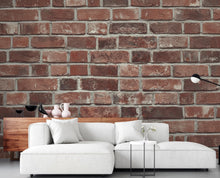 Load image into Gallery viewer, Rustic Red Brick Wall Wallpaper - Vintage Weathered Brick Texture - Removable Peel and Stick or Traditional Wallpaper 410DE