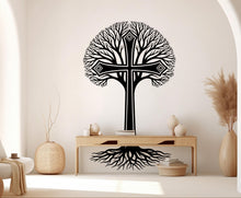 Load image into Gallery viewer, Jesus Cross Vinyl Wall Decal, Tree of life Christian Decor Tree stickers 1128RS