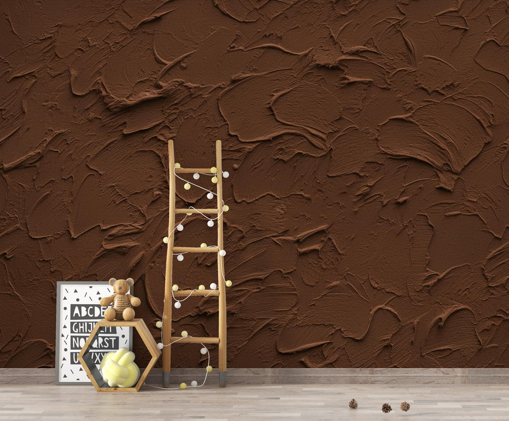 Cocoa Plaster Texture Wallpaper | Warm Earth Tone Abstract Peel and Stick | Rustic Clay Wall Effect | Modern Textured Mural 423DE