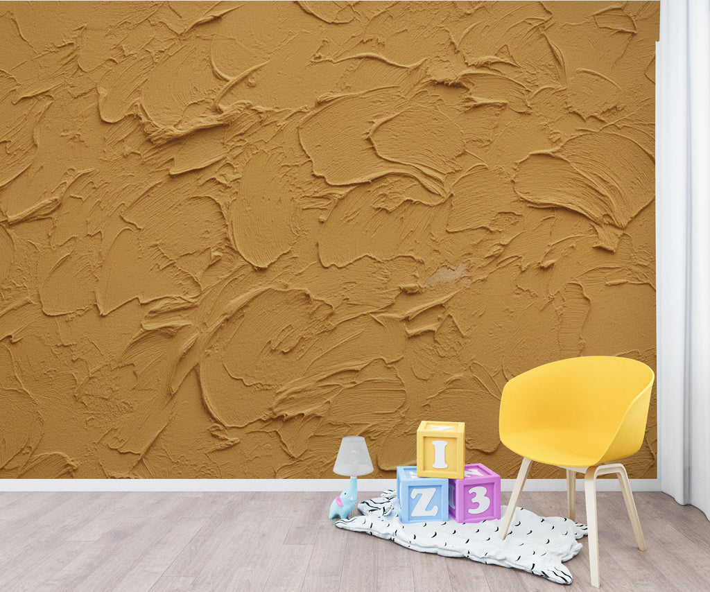 Ochre Plaster Texture Wallpaper | Warm Earth Tone Abstract Peel and Stick | Rustic Clay Wall Effect | Modern Textured Mural 424DE