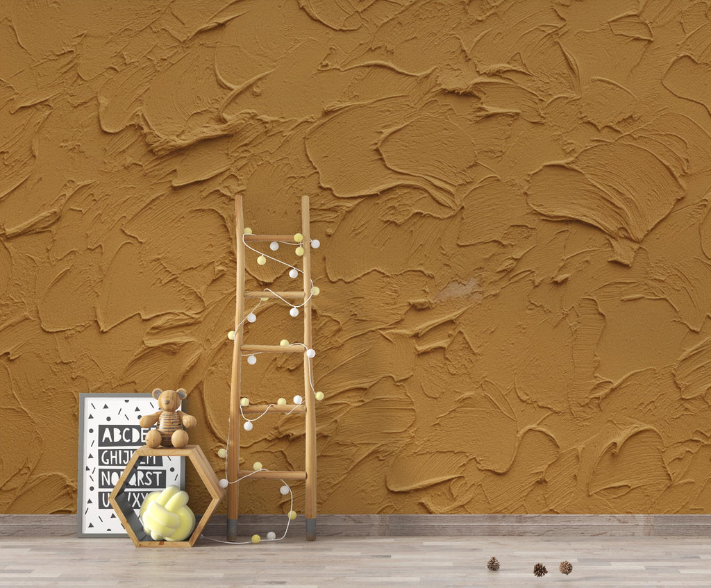 Ochre Plaster Texture Wallpaper | Warm Earth Tone Abstract Peel and Stick | Rustic Clay Wall Effect | Modern Textured Mural 424DE