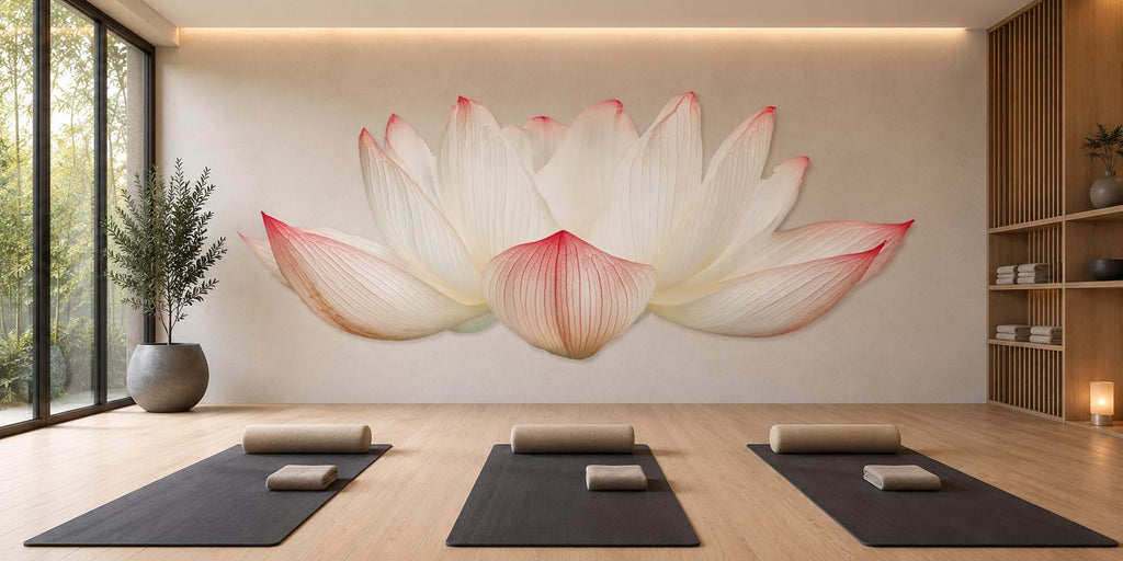 Large Lotus Flower Wall Decal Yoga Studio Wall Art Zen Meditation Mural Spa Decor Wellness Room Peel And Stick Vinyl