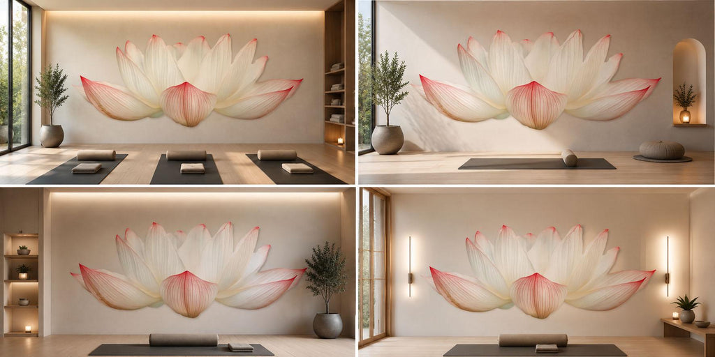 Large Lotus Flower Wall Decal Yoga Studio Wall Art Zen Meditation Mural Spa Decor Wellness Room Peel And Stick Vinyl