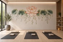 Load image into Gallery viewer, Lotus Flower Wall Decal Botanical Yoga Studio Wall Art Zen Meditation Mural Spa Decor Peel And Stick Floral Vinyl Sticker