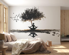 Load image into Gallery viewer, Meditation Tree Wall Decal Zen Yoga Wall Art Nature Wellness Mural Spa Decor Peel And Stick Vinyl Sticker