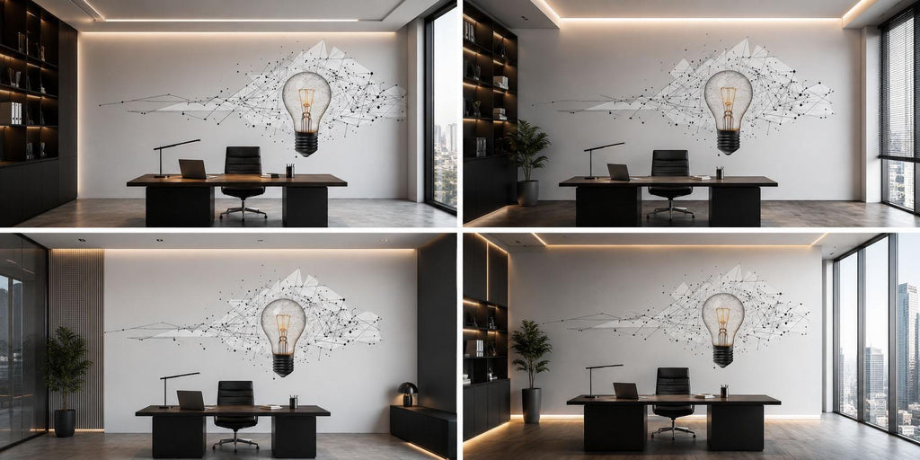 Modern Light Bulb Wall Decal Office Wall Art Creative Workspace Sticker Innovation Tech Peel And Stick Vinyl Business Decor