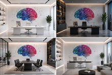Load image into Gallery viewer, AI Brain Wall Decal Modern Tech Office Wall Art Innovation Workspace Sticker Futuristic Peel And Stick Vinyl Mural