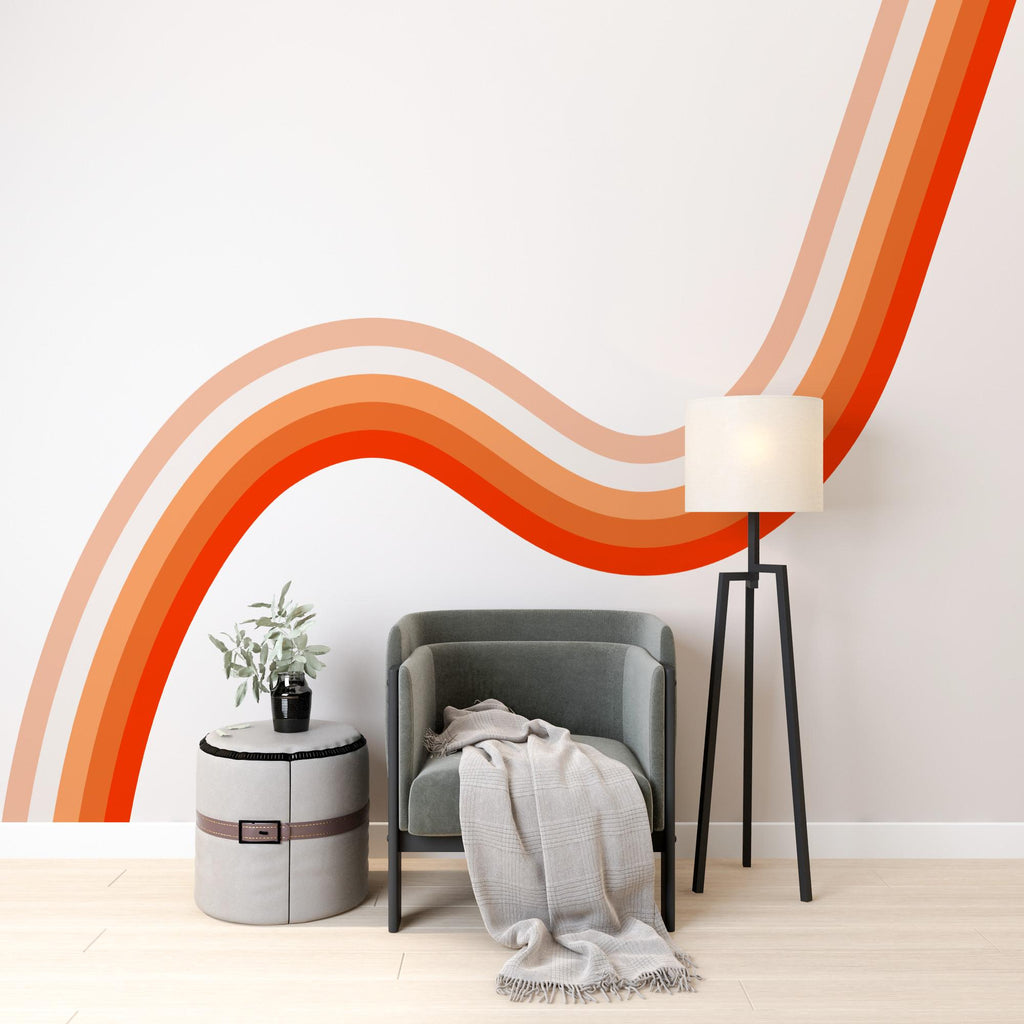 Stripes Rainbow Vinyl Wall Decal Printed Vinyl Bedroom Color Options Availlable Family Custom Wall Decal Orange
