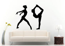 Load image into Gallery viewer, Two Rhythmic Gymnastics Gymnast Girls Females Silhouette Wall Decal Vinyl Sticker Mural Room Decor L785