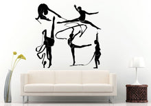 Load image into Gallery viewer, A Set Of Rhythmic Gymnastics Gymnast Girls Females Silhouette Wall Decal Vinyl Sticker Mural Room Decor L786