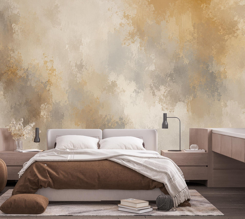 Abstract Textured Wallpaper Peel and Stick, Neutral Beige Wall Mural, Modern Plaster Effect Wallpaper, Rustic Decor 845LU