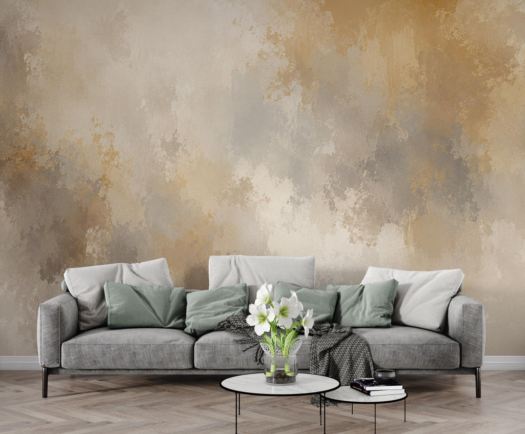 Abstract Textured Wallpaper Peel and Stick, Neutral Beige Wall Mural, Modern Plaster Effect Wallpaper, Rustic Decor 845LU
