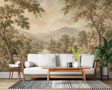Load image into Gallery viewer, Vintage Landscape Wallpaper Peel and Stick, Romantic Countryside Wall Mural, Floral River Scenic Wallpaper Decor 845LU