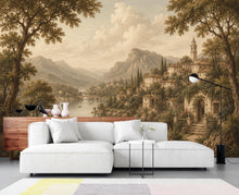 Load image into Gallery viewer, Vintage Medieval Landscape Wallpaper Peel and Stick, European Countryside Wall Mural, Romantic Lake View Wallpaper Decor 847LU