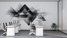 Load image into Gallery viewer, Abstract Geometric Wall Decal Modern Office Wall Art Black And White Corporate Wall Mural Peel And Stick Business Decor