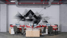 Load image into Gallery viewer, Abstract Geometric Wall Decal Modern Office Wall Art Black And White Corporate Wall Mural Peel And Stick Business Decor