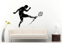 Load image into Gallery viewer, Soccer Game In Action Man Athlete Kicking Ball European Football Sport Wall Decal Vinyl Sticker Mural Room Decor L796