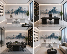 Load image into Gallery viewer, Mountain Skyline Wall Decal Modern Office Wall Art Abstract Cityscape Mural Peel And Stick Business Wall Decor