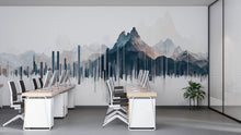 Load image into Gallery viewer, Mountain Skyline Wall Decal Modern Office Wall Art Abstract Cityscape Mural Peel And Stick Business Wall Decor