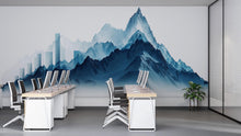 Load image into Gallery viewer, Mountain Wall Decal Modern Office Mural Blue Mountain Landscape Peel And Stick Wall Art Executive Office Decor