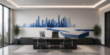 Load image into Gallery viewer, Blue City Skyline Wall Decal Modern Office Wall Mural Abstract Corporate Peel And Stick Wall Art Decor