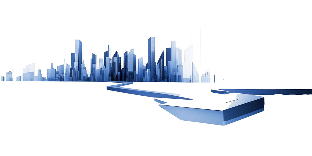 Blue City Skyline Wall Decal Modern Office Wall Mural Abstract Corporate Peel And Stick Wall Art Decor