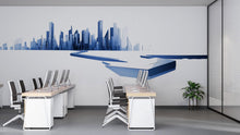 Load image into Gallery viewer, Blue City Skyline Wall Decal Modern Office Wall Mural Abstract Corporate Peel And Stick Wall Art Decor